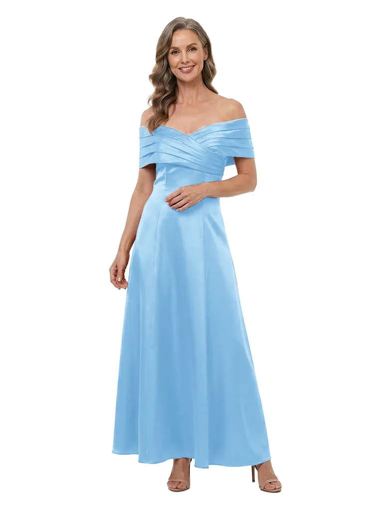 ChicSew Off The Shoulder Satin Ankle Length A-Line Mother of the Bride Dress sold by ChicSew product image thumbnail 5