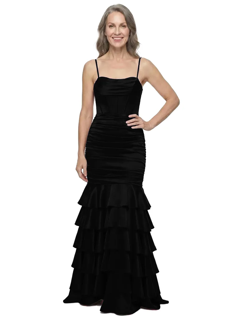 ChicSew Spaghetti Straps Boning Satin Floor-Length Mermaid Mother of the Bride Dress sold by ChicSew product image thumbnail 4