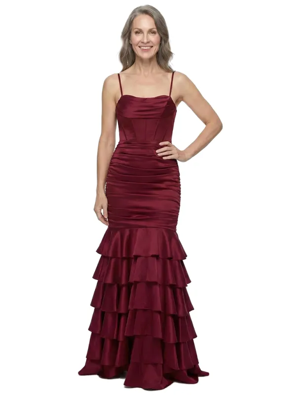 ChicSew Spaghetti Straps Boning Satin Floor-Length Mermaid Mother of the Bride Dress made by ChicSew