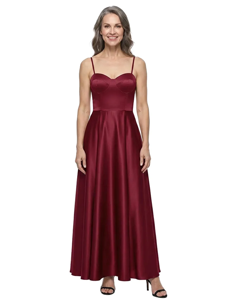 ChicSew Spaghetti Straps Sweetheart Soft Satin Floor-Length A-Line Mother of the Bride Dress sold by ChicSew