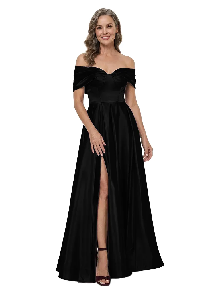 ChicSew Off The Shoulder Satin A-Line Mother of the Groom Dress sold by ChicSew product image thumbnail 4