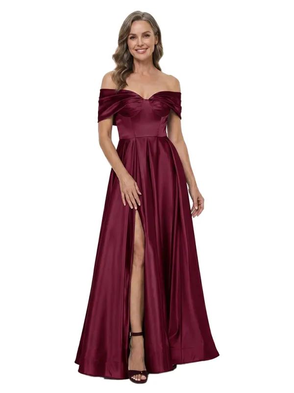 ChicSew Off The Shoulder Satin A-Line Mother of the Groom Dress made by ChicSew