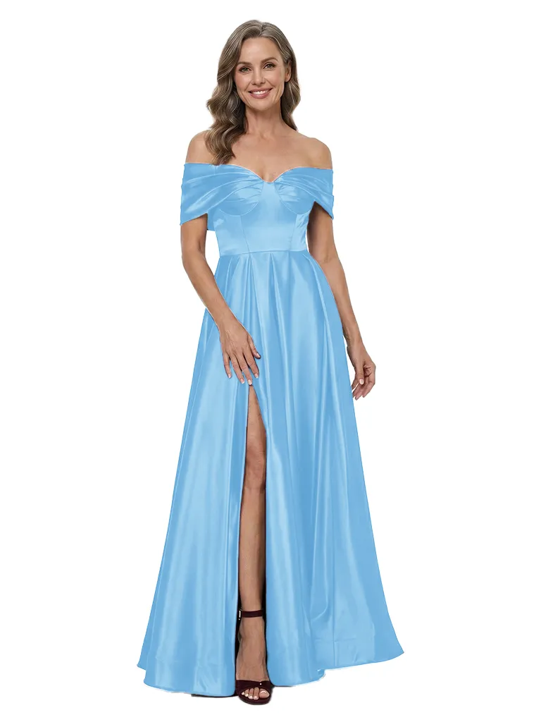 ChicSew Off The Shoulder Satin A-Line Mother of the Groom Dress sold by ChicSew product image thumbnail 5