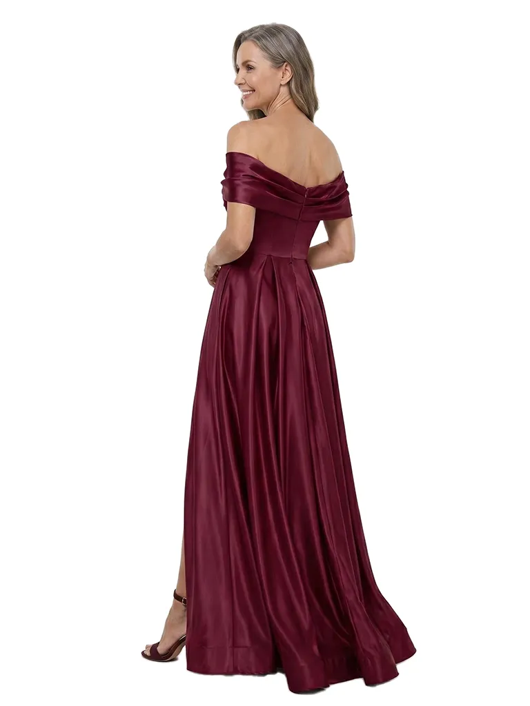 ChicSew Off The Shoulder Satin A-Line Mother of the Groom Dress sold by ChicSew product image thumbnail 3