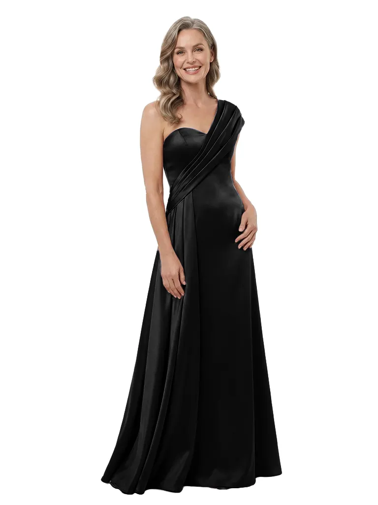 ChicSew One Shoulder Ruched Sheath Mother Of The Groom Dresses Satin Sleeveless Formal Gown sold by ChicSew product image thumbnail 4
