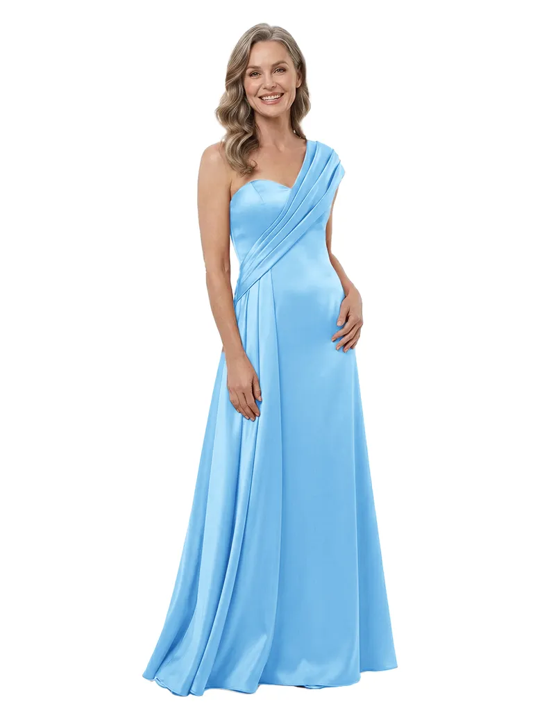 ChicSew One Shoulder Ruched Sheath Mother Of The Groom Dresses Satin Sleeveless Formal Gown sold by ChicSew product image thumbnail 5
