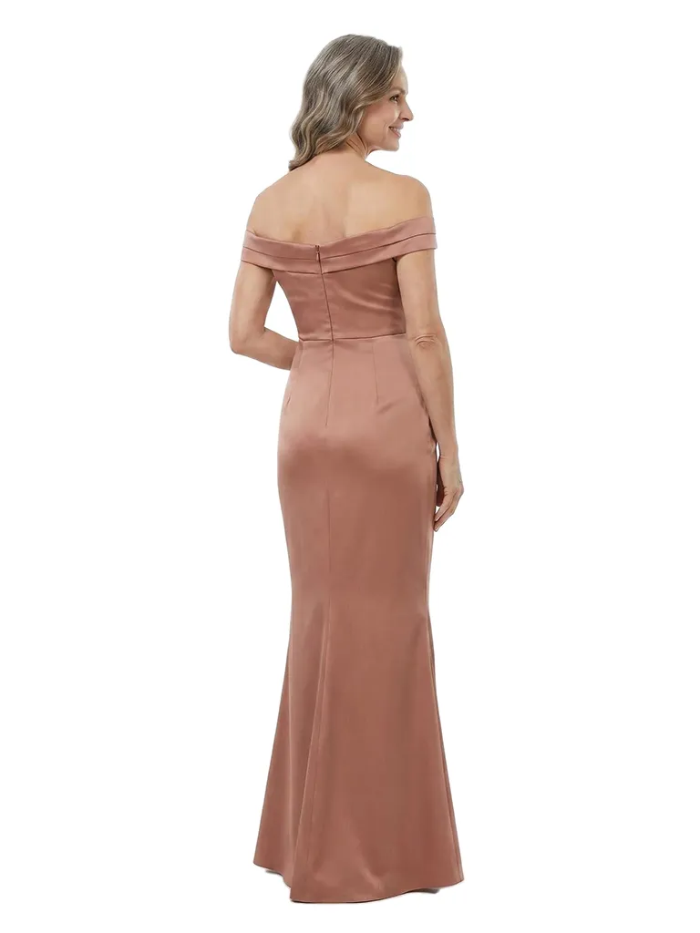 ChicSew Beautiful Off Shoulder Mermaid Mother Of The Groom Dresses Satin Ruched Formal Gown sold by ChicSew product image thumbnail 3