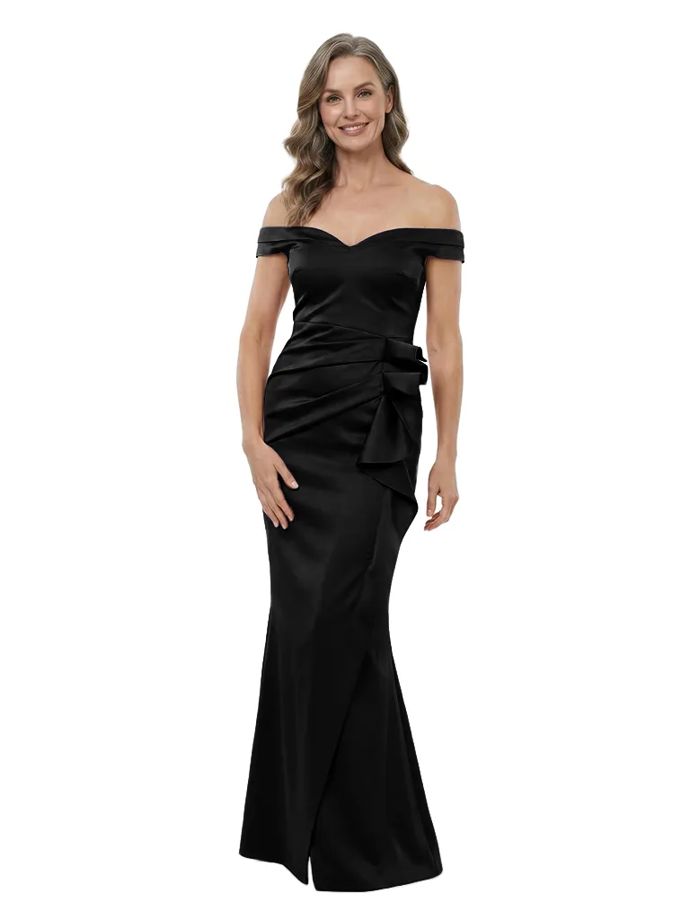 ChicSew Beautiful Off Shoulder Mermaid Mother Of The Groom Dresses Satin Ruched Formal Gown sold by ChicSew product image thumbnail 4