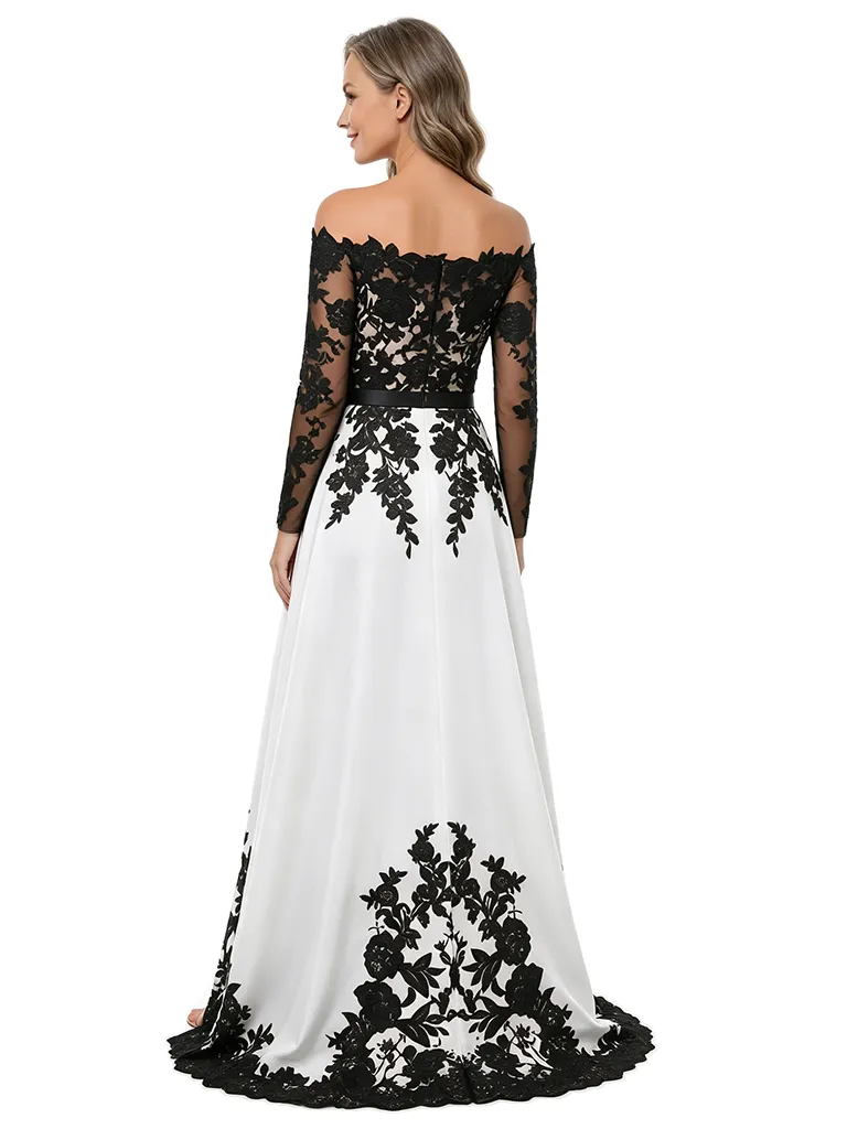 ChicSew Lace Satin Jumpsuit With Overskirt Mother Of The Groom Outfits Long Sleeve Floral Unique sold by ChicSew product image thumbnail 3