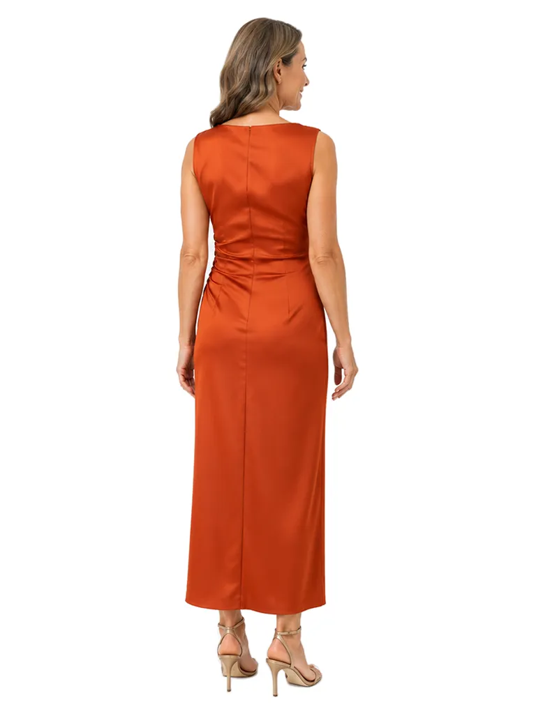 ChicSew Cowl Neck Satin Ankle-Length Mother Of The Bride Dresses Modern Ruched Button Detail sold by ChicSew product image thumbnail 3