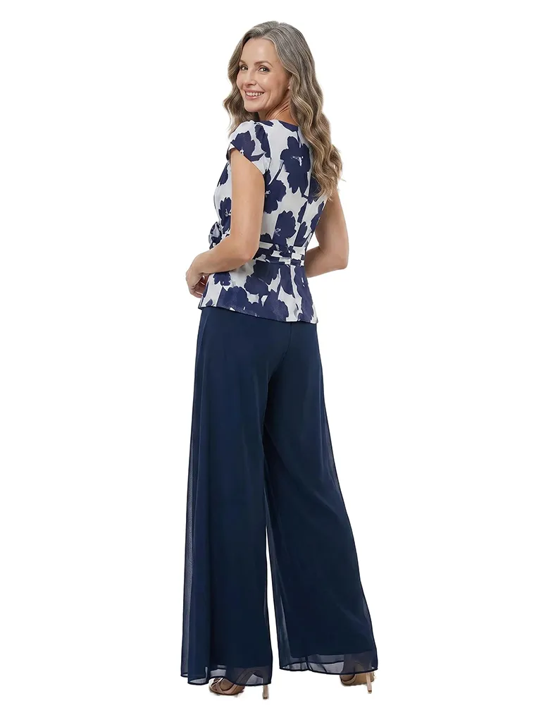 ChicSew Elegant Chiffon V-Neck Jumpsuit For Mother Of The Bride With Flower Detail sold by ChicSew product image thumbnail 3