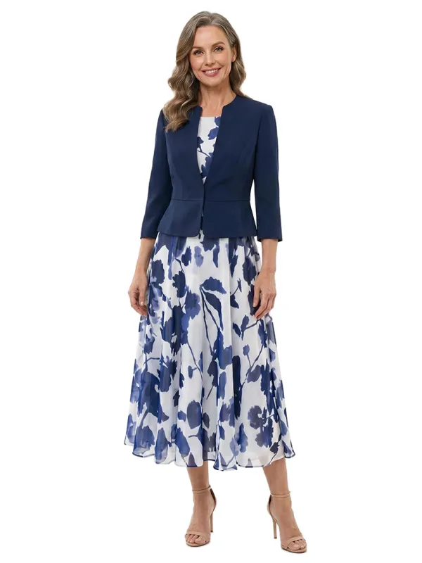 ChicSew Two Piece Chiffon A-Line Tea-Length Mother Of The Bride Dresses With Jacket made by ChicSew