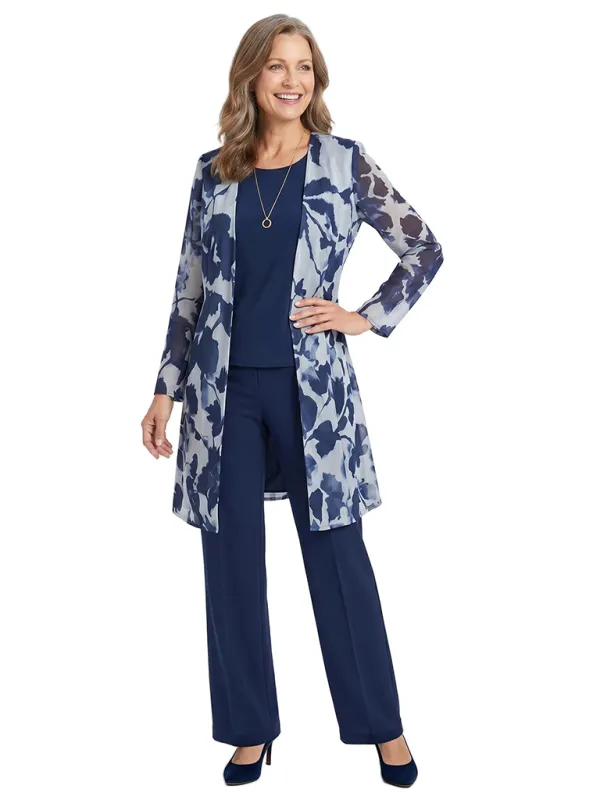 ChicSew Fancy Three Piece Chiffon Mother Of The Bride Pantsuits With Floral Jacket made by ChicSew