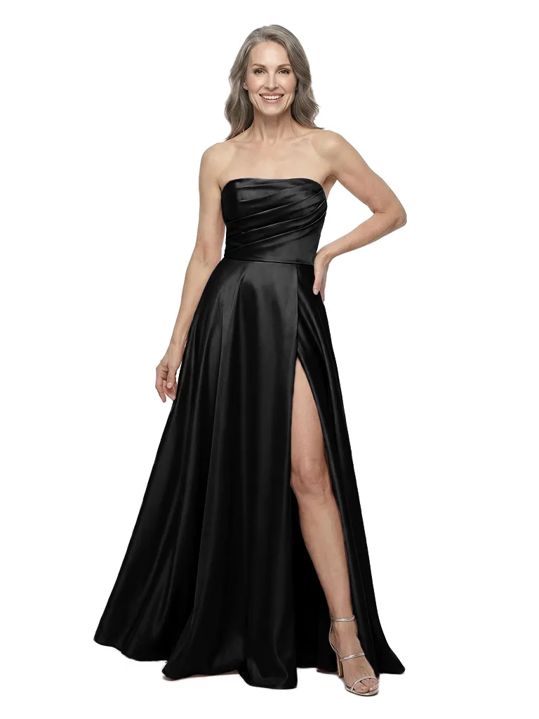 ChicSew Strapless Pleated A-Line Satin Floor-Length Mother of the Bride Dress sold by ChicSew product image thumbnail 4