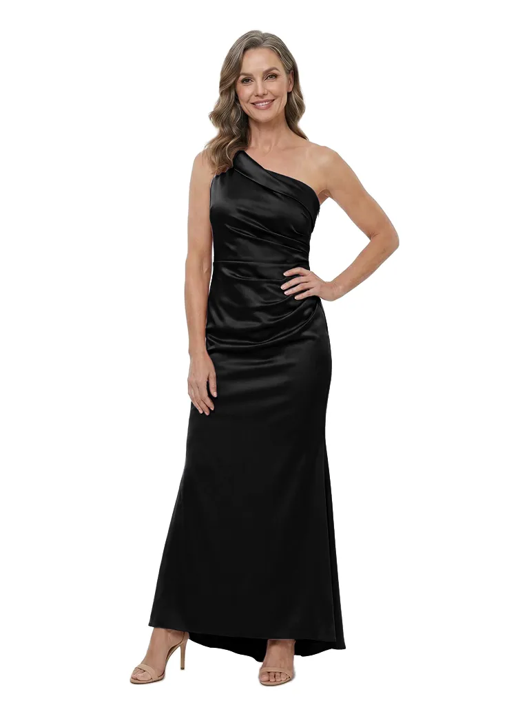 ChicSew Elegant One Shoulder Satin Sheath Mother Of The Bride Dresses Modern Ruched Design sold by ChicSew product image thumbnail 4