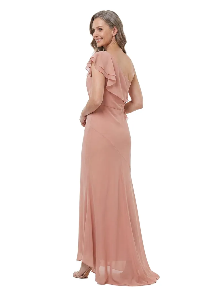 ChicSew Ruffled Chiffon Asymmetrical Straps Mother Of The Groom Dresses High Low Mermaid Silhouette sold by ChicSew product image thumbnail 3