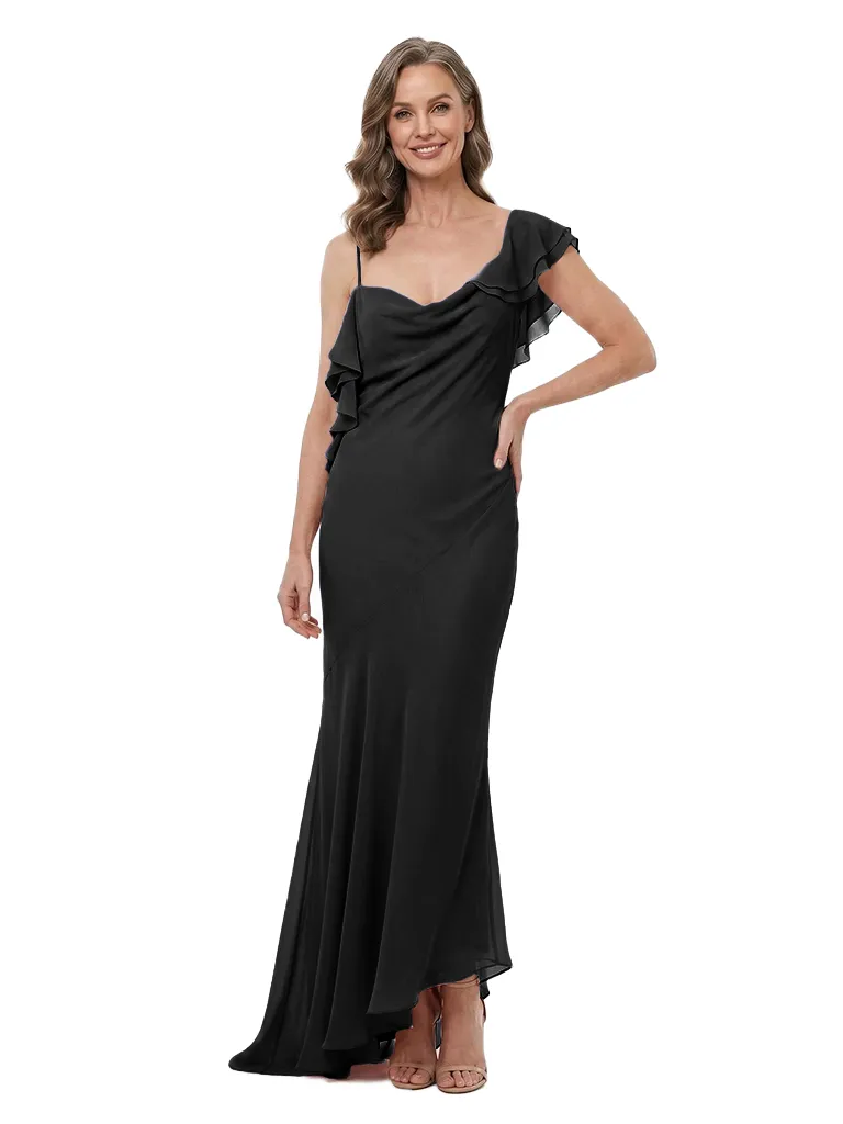 ChicSew Ruffled Chiffon Asymmetrical Straps Mother Of The Groom Dresses High Low Mermaid Silhouette sold by ChicSew product image thumbnail 4