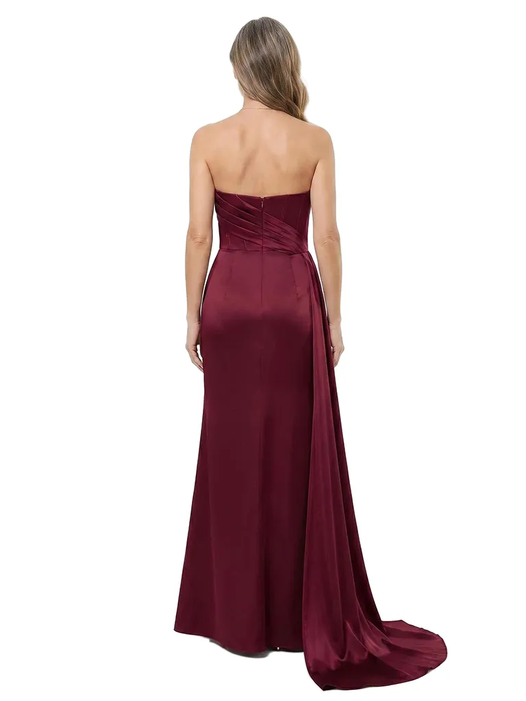 ChicSew Stunning Strapless Draped Mermaid Satin Mother Of The Groom Gown With Side Slit sold by ChicSew product image thumbnail 3