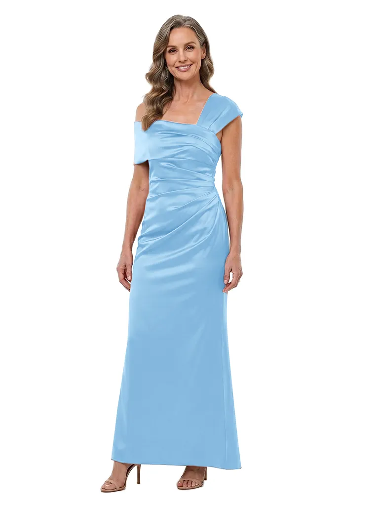ChicSew Sophisticated Asymmetrical Straps Ruched Satin Sheath Mother Of The Bride Dress sold by ChicSew product image thumbnail 5