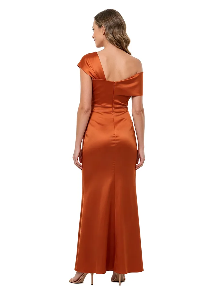 ChicSew Sophisticated Asymmetrical Straps Ruched Satin Sheath Mother Of The Bride Dress sold by ChicSew product image thumbnail 3