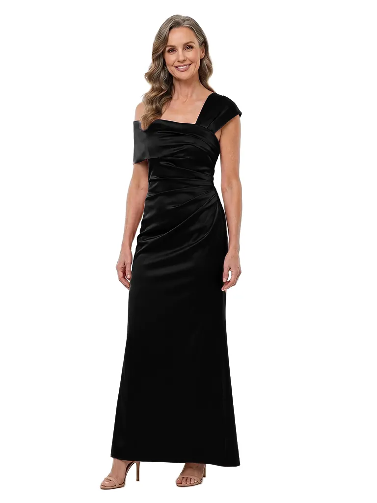 ChicSew Sophisticated Asymmetrical Straps Ruched Satin Sheath Mother Of The Bride Dress sold by ChicSew product image thumbnail 4