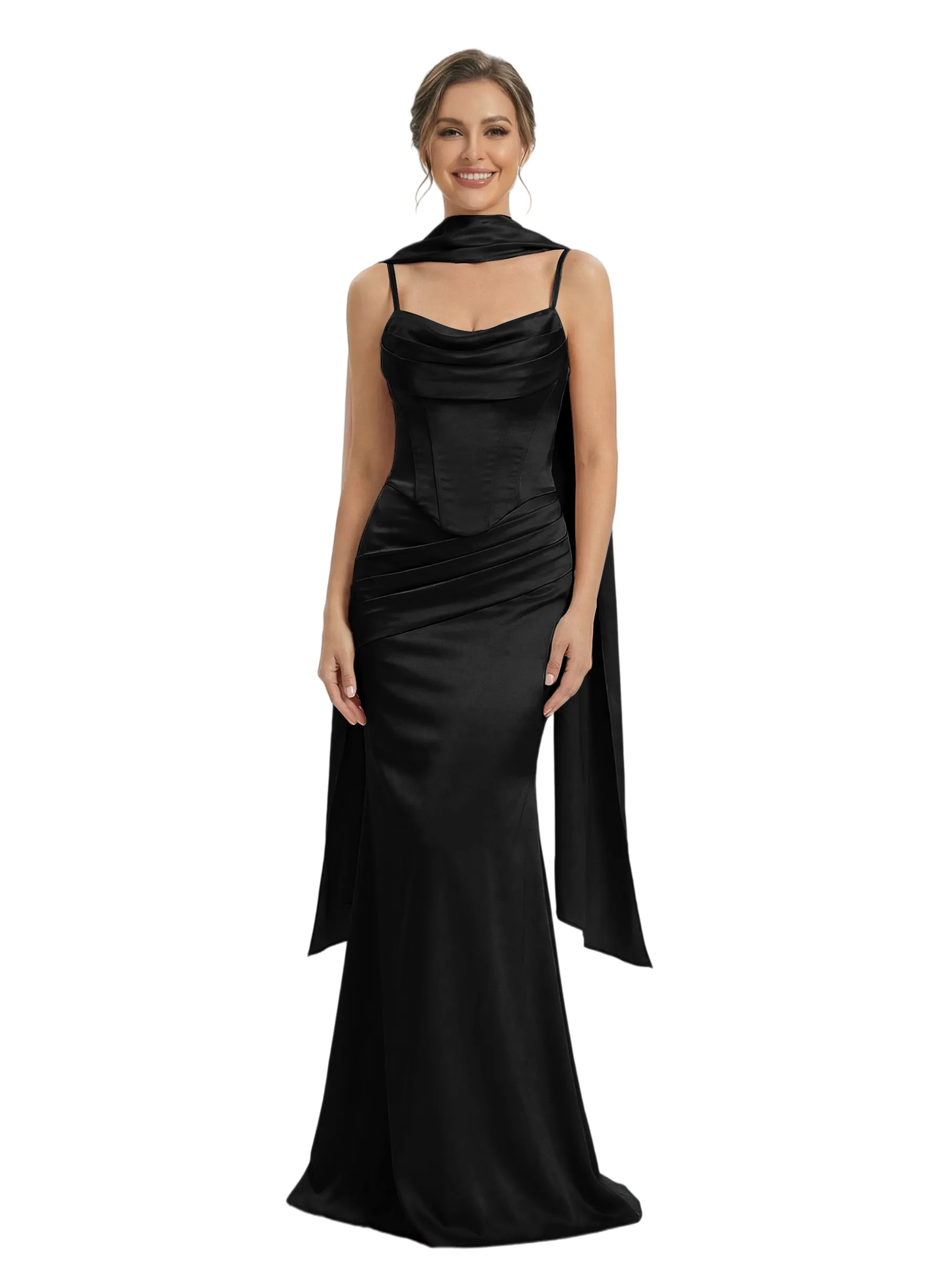 Chicsew Matching color Stretch Satin Scarf sold by ChicSew product image thumbnail 3