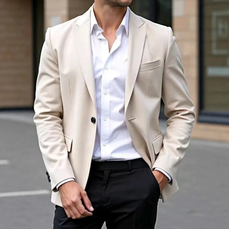 Taupe Classic 1 Piece Men's Suit with Regular Fit and Sophisticated Peak Lapel made by ChicSew