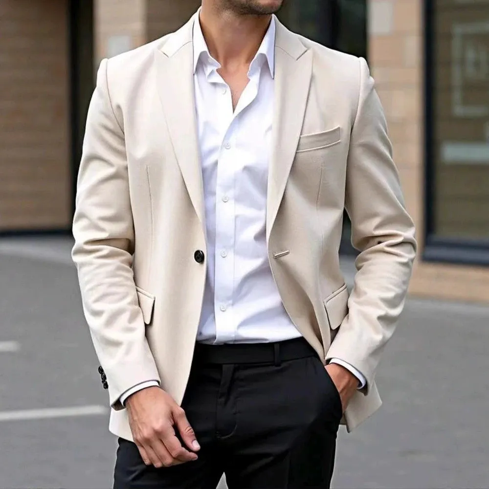 Taupe Classic 1 Piece Men's Suit with Regular Fit and Sophisticated Peak Lapel sold by ChicSew