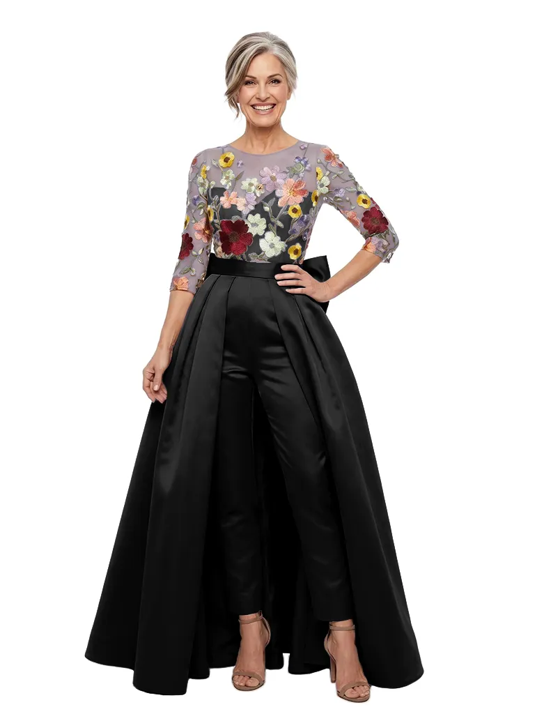 Chicsew Floral Embroidery Mesh Jumpsuit With Overskirt Mother of the Bride Pant Suit Formal Evening Wear sold by ChicSew product image thumbnail 4