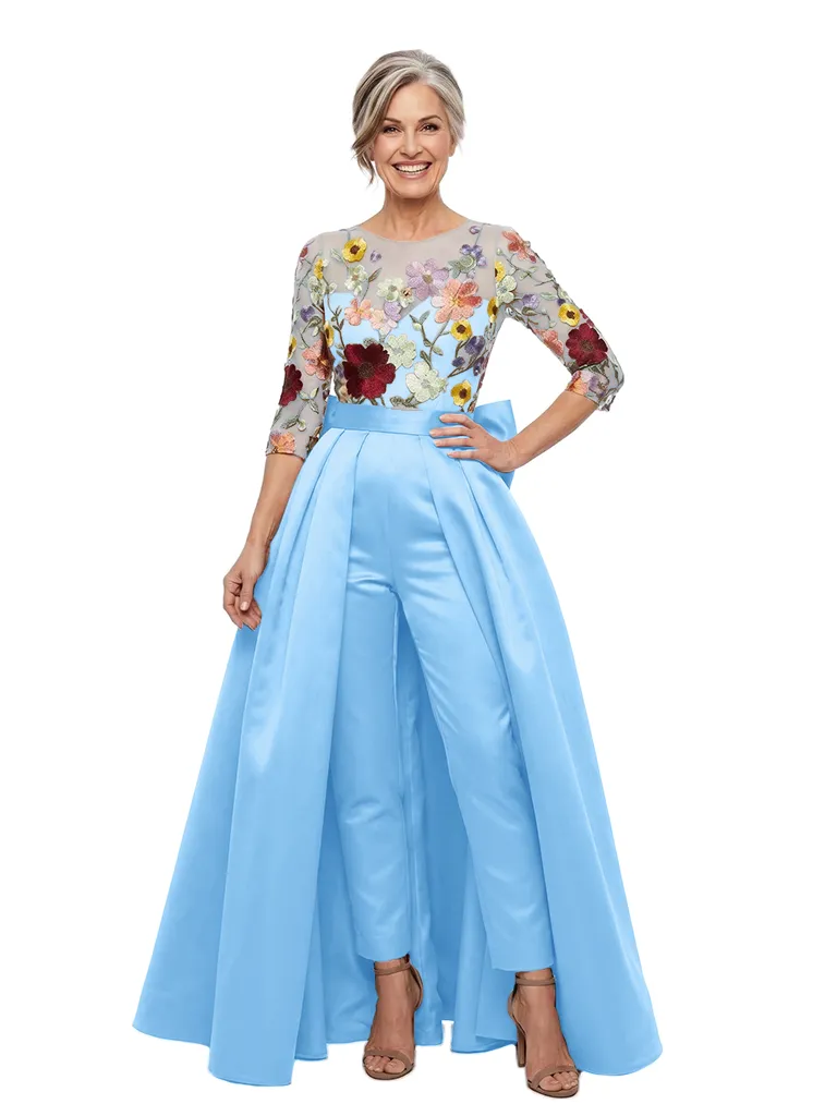 Chicsew Floral Embroidery Mesh Jumpsuit With Overskirt Mother of the Bride Pant Suit Formal Evening Wear sold by ChicSew product image thumbnail 5