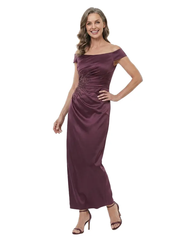 ChicSew Off The Shoulder Beaded Satin Sheath Mother of the Bride Dress made by ChicSew
