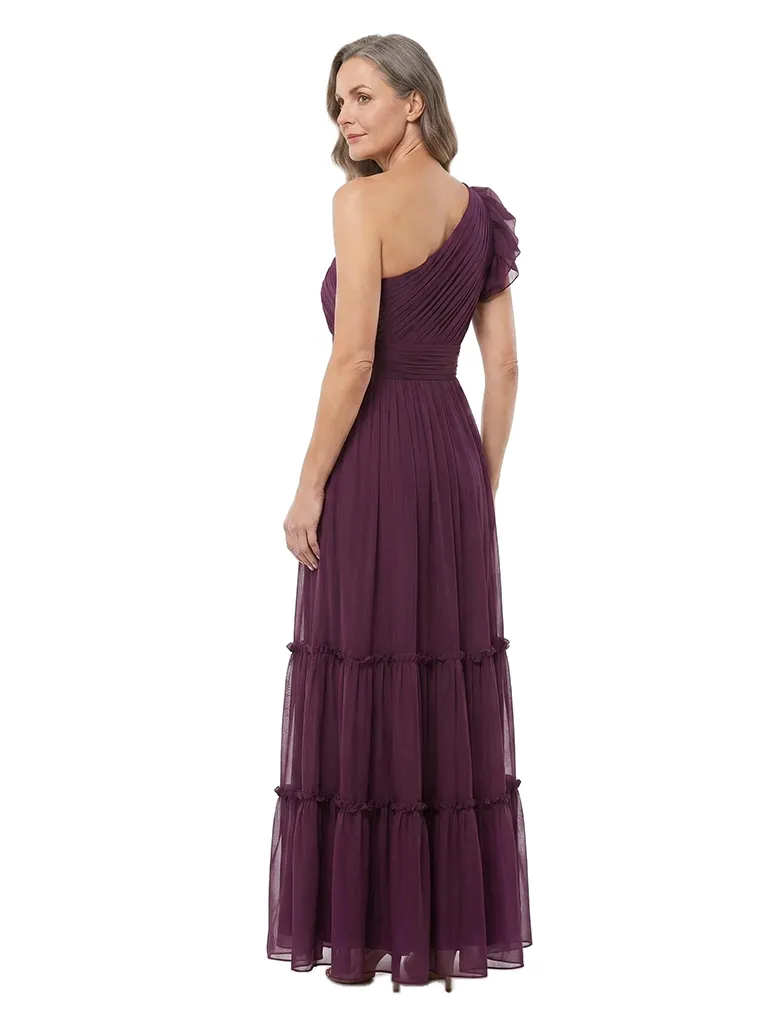 ChicSew One Shoulder Ruffle Chiffon Tiered A-Line Long Mother of the Bride Dress sold by ChicSew product image thumbnail 3