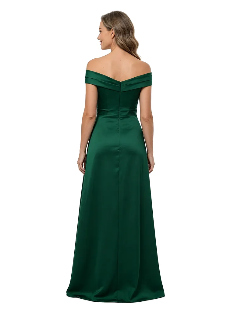 ChicSew Off The Shoulder Floor-Length Ruched A-Line Satin Mother Of The Groom Dresses Classic Fit sold by ChicSew product image thumbnail 3