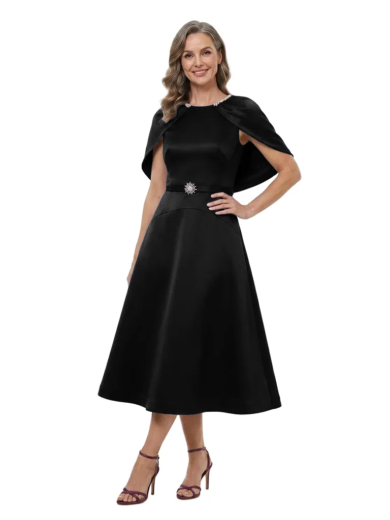 ChicSew Jewel Cape Sleeve A-Line Tea Length Mother Of The Bride Dresses sold by ChicSew product image thumbnail 4