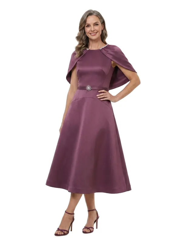 ChicSew Jewel Cape Sleeve A-Line Tea Length Mother Of The Bride Dresses made by ChicSew