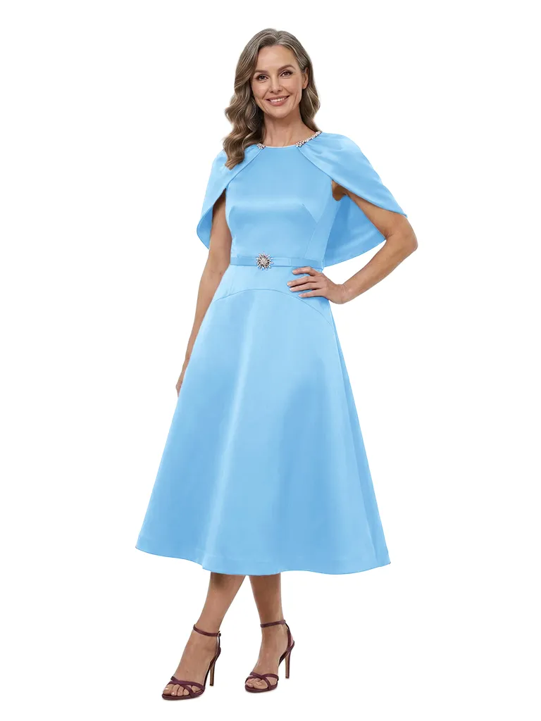 ChicSew Jewel Cape Sleeve A-Line Tea Length Mother Of The Bride Dresses sold by ChicSew product image thumbnail 5