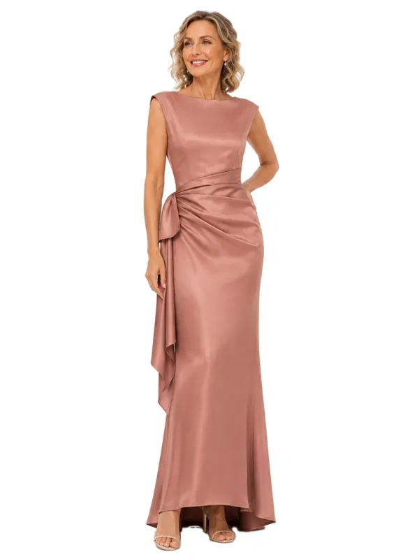 ChicSew Sleeveless Ruched Satin Mermaid Floor Length Mother of the Bride Dress made by ChicSew