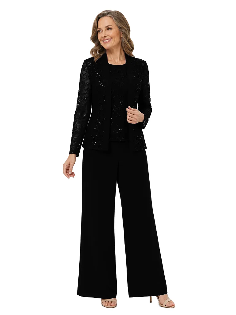 ChicSew Modern Chiffon Mother Of The Bride Pant Suit Three Piece Set Lace Jacket sold by ChicSew product image thumbnail 4