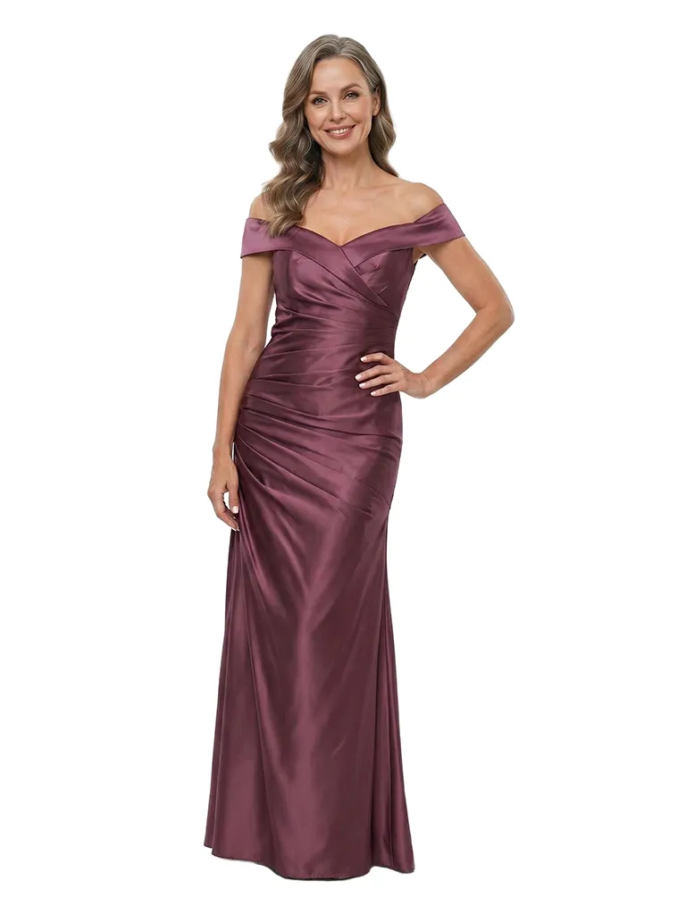ChicSew Off Shoulder Mermaid Ruched Floor-Length Mother of the Bride Dress sold by ChicSew