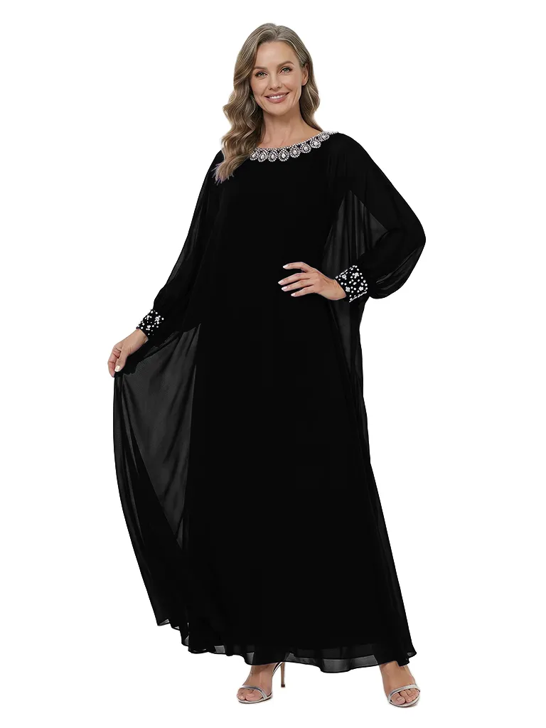 ChicSew Scoop Long Sleeves Beaded Chiffon A-Line Mother Of The Bride Dresses Classy Formal Gowns sold by ChicSew product image thumbnail 4
