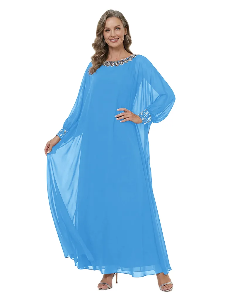 ChicSew Scoop Long Sleeves Beaded Chiffon A-Line Mother Of The Bride Dresses Classy Formal Gowns sold by ChicSew product image thumbnail 5