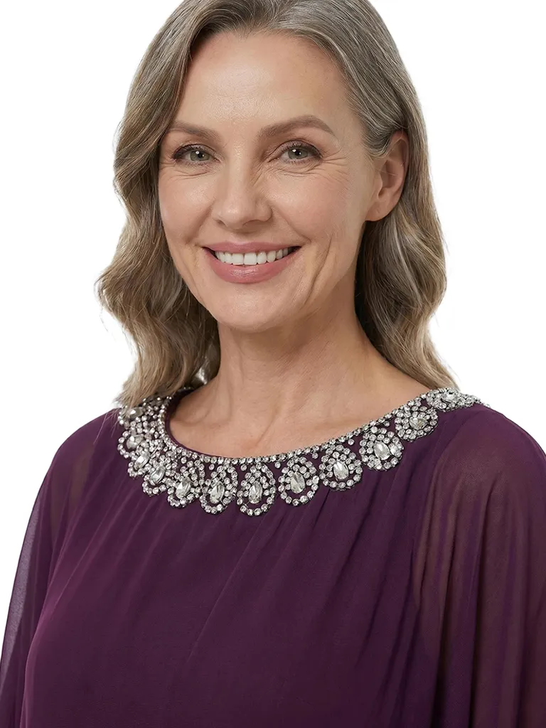 ChicSew Scoop Long Sleeves Beaded Chiffon A-Line Mother Of The Bride Dresses Classy Formal Gowns sold by ChicSew product image thumbnail 2
