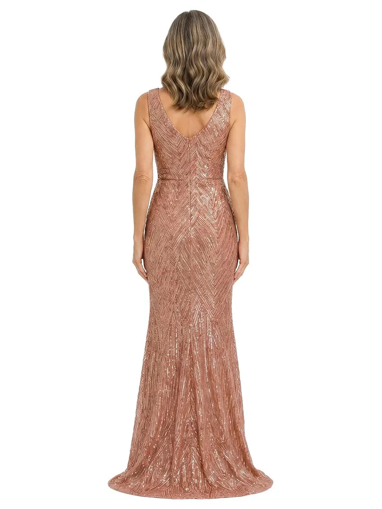 ChicSew Glamorous Sleeveless Sequin Mermaid Floor Length Mother Of The Bride Gown sold by ChicSew product image thumbnail 3
