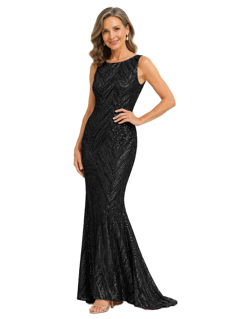 ChicSew Glamorous Sleeveless Sequin Mermaid Floor Length Mother Of The Bride Gown sold by ChicSew product image thumbnail 4
