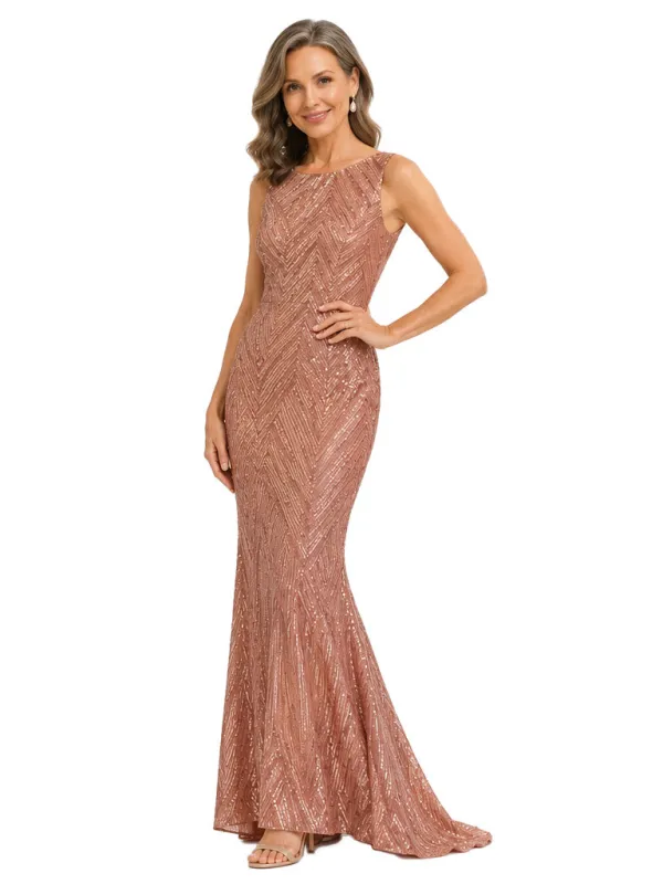 ChicSew Glamorous Sleeveless Sequin Mermaid Floor Length Mother Of The Bride Gown made by ChicSew