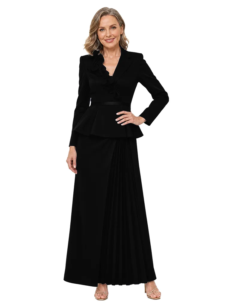 ChicSew Stylish Long Sleeve Peplum Satin Pleated Floor Length Formal Mother Of The Groom Dress sold by ChicSew product image thumbnail 4