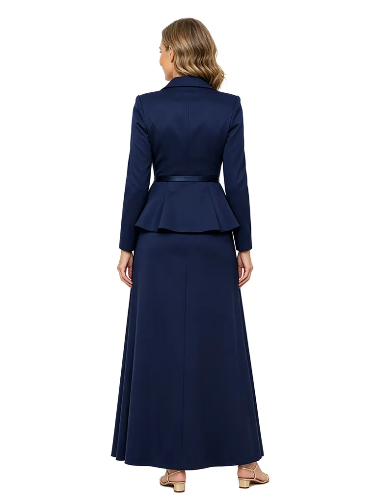ChicSew Stylish Long Sleeve Peplum Satin Pleated Floor Length Formal Mother Of The Groom Dress sold by ChicSew product image thumbnail 3