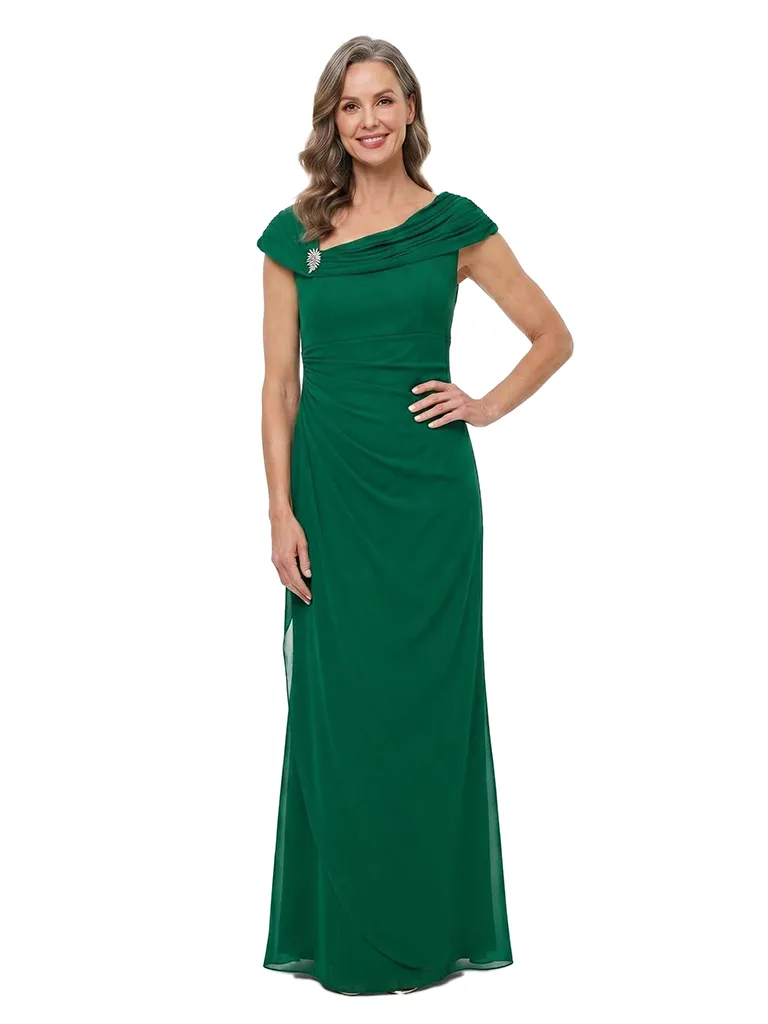 ChicSew Asymmetrical Neck Sheath Chiffon Floor-Length Mother Of The Groom Gowns sold by ChicSew