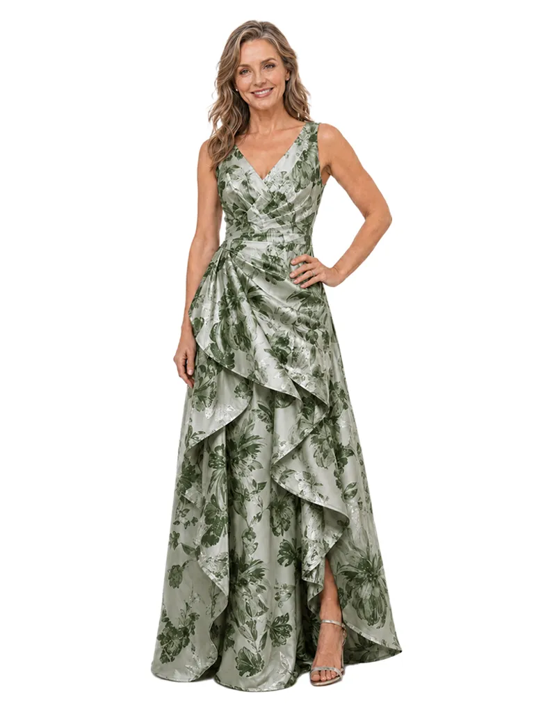 Chicsew Floral V-Neck Ruched Floor-Length A-Line Mother of The Bride Dresses sold by ChicSew product image thumbnail 5