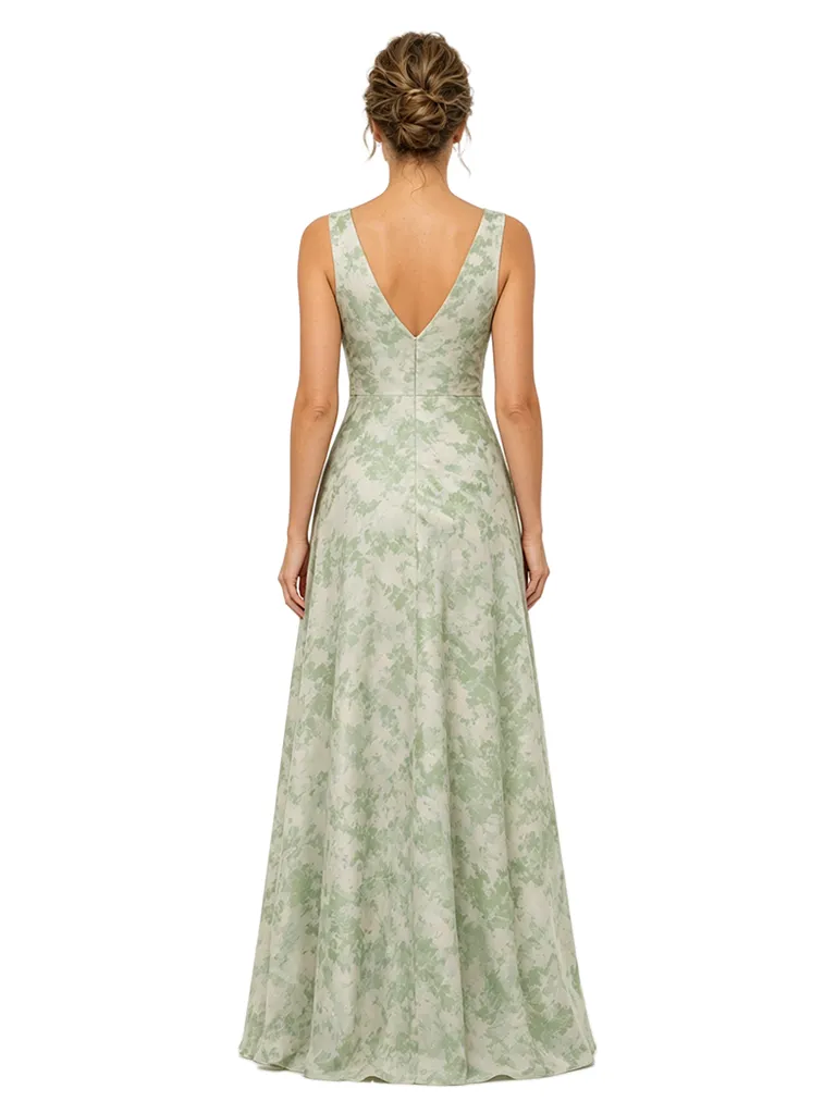 Chicsew Elegant Floral V-Neck Ruched Floor-Length Mother of The Bride Dresses sold by ChicSew product image thumbnail 3
